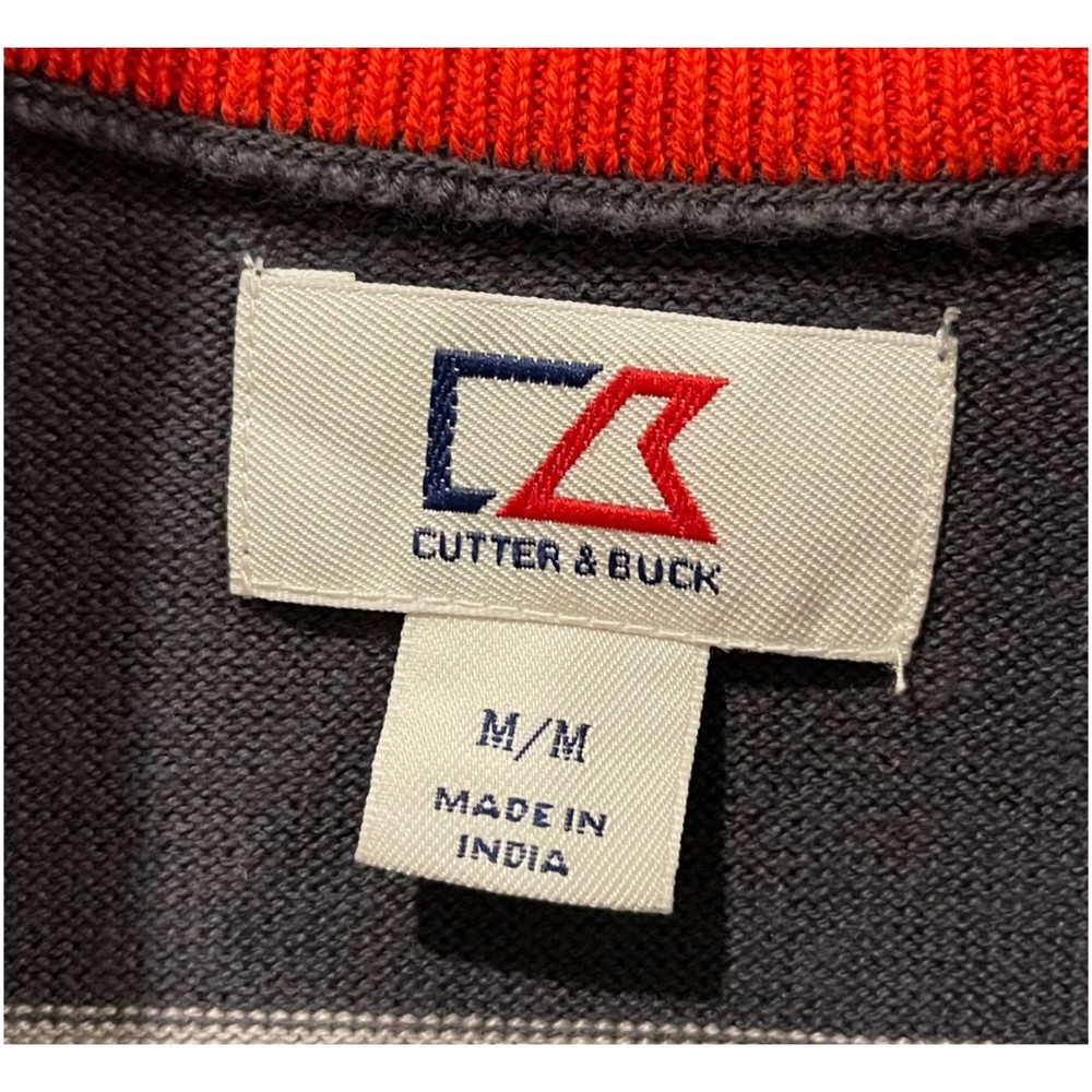 CUTTER & BUCK Grey White Striped Full Zip Jacket - Picture 2 of 4